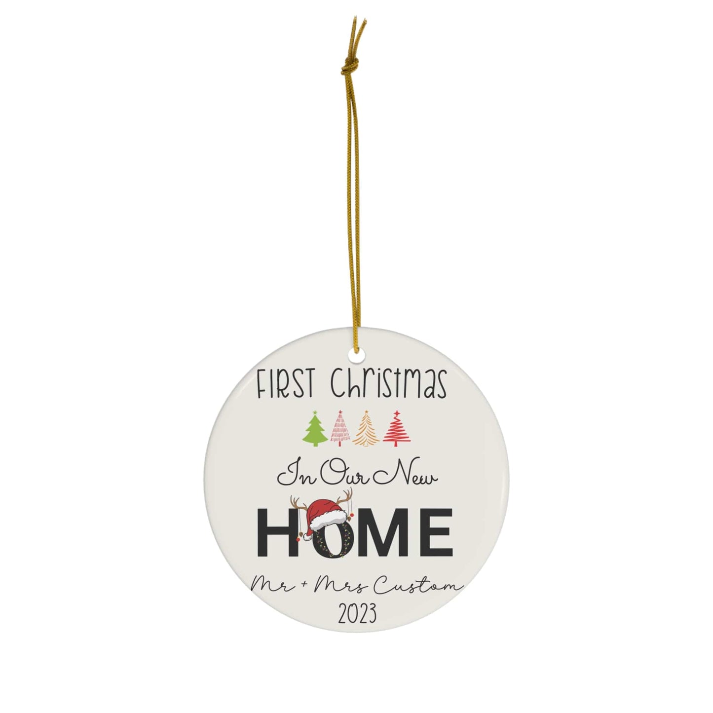 Custom Couple First Christmas Santa Home Ceramic Ornament