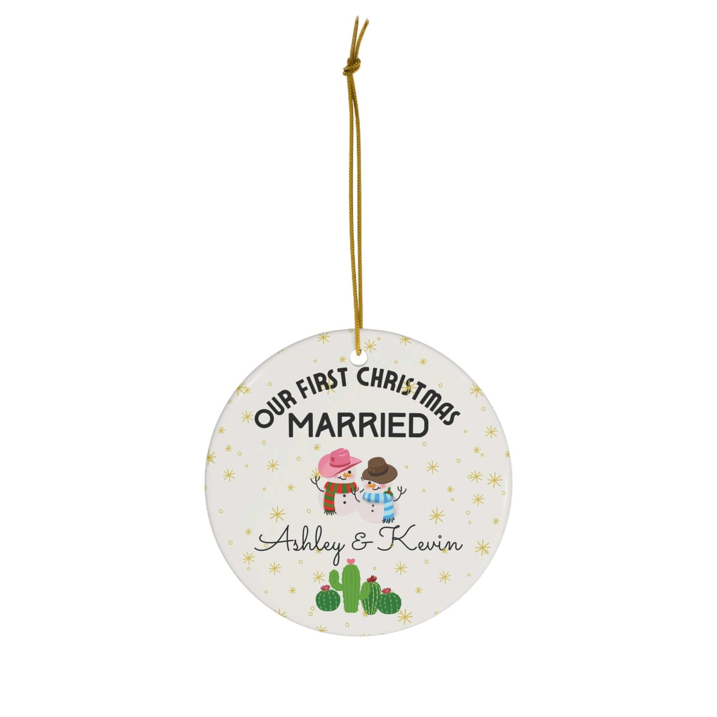 Personalised Ceramic Ornament for christmas custom year married gift for newly weds at christmas