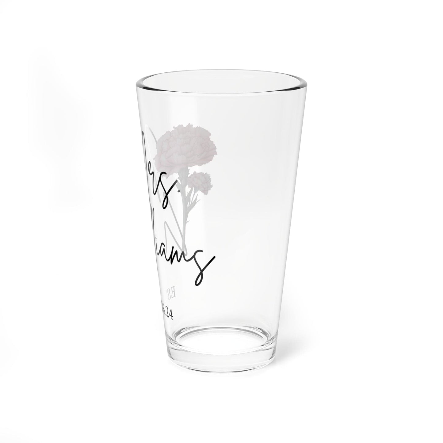 Custom Name Birthflower Mixing Glass, 16oz