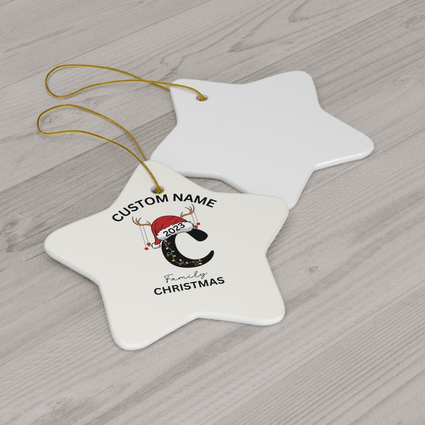 Christmas Custom Family Name Ceramic Ornament in 4 Shapes for Family and loved ones