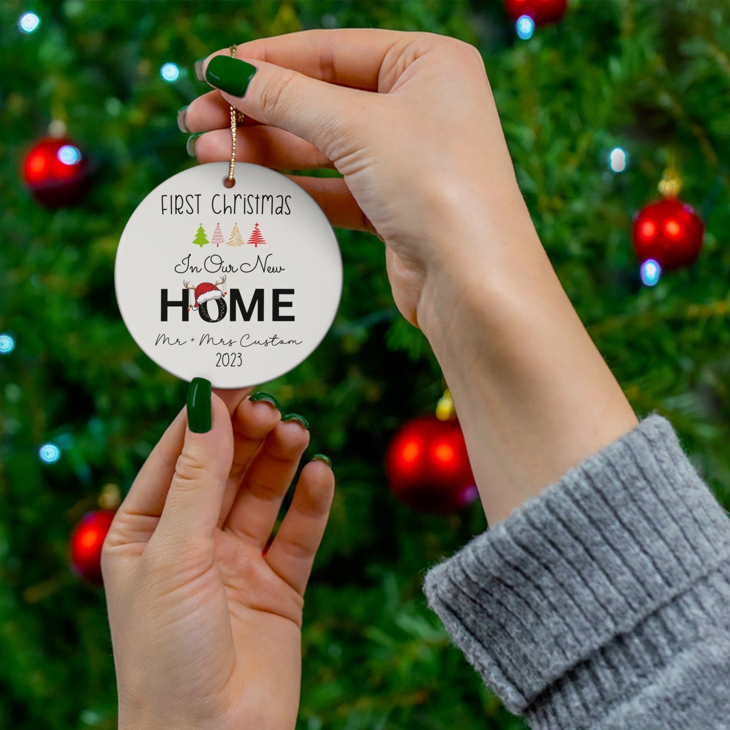 Custom Double Printed First Christmas in Our Home Ceramic Ornament