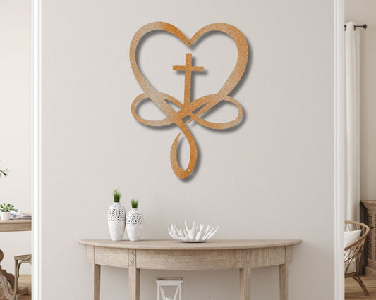 Love Infinity Cross - Metal Steel Sign