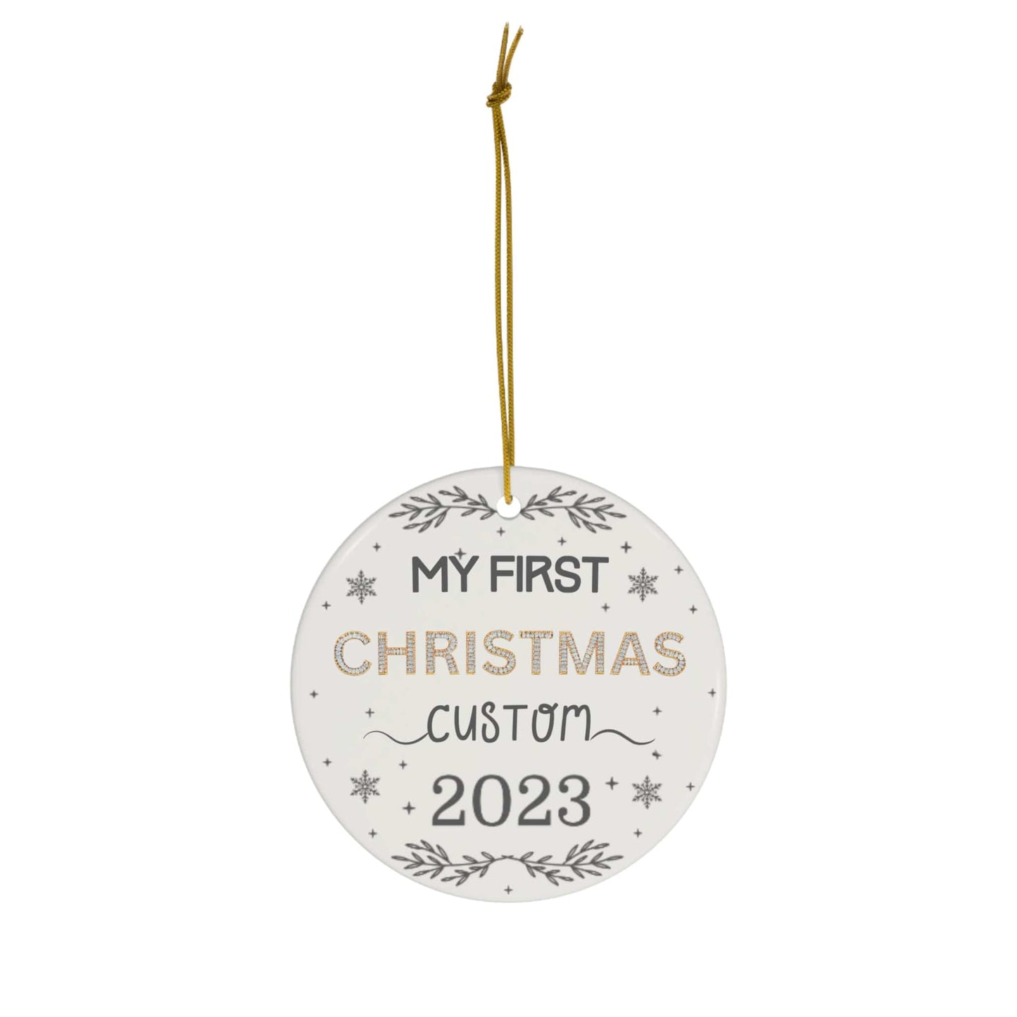 Custom Double Printed First Christmas Single Divorced Ceramic Ornament