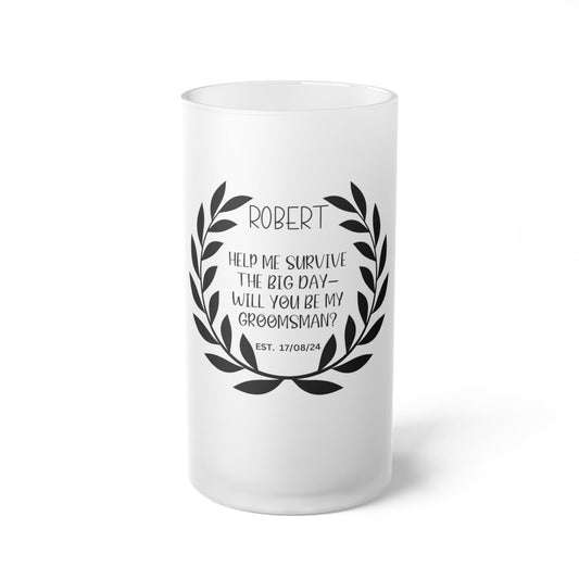 Custom Groomsmen Proposal Frosted Glass Beer Mug