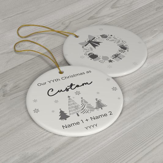 Custom Double Printed Our Anniversary Christmas Ceramic Ornament