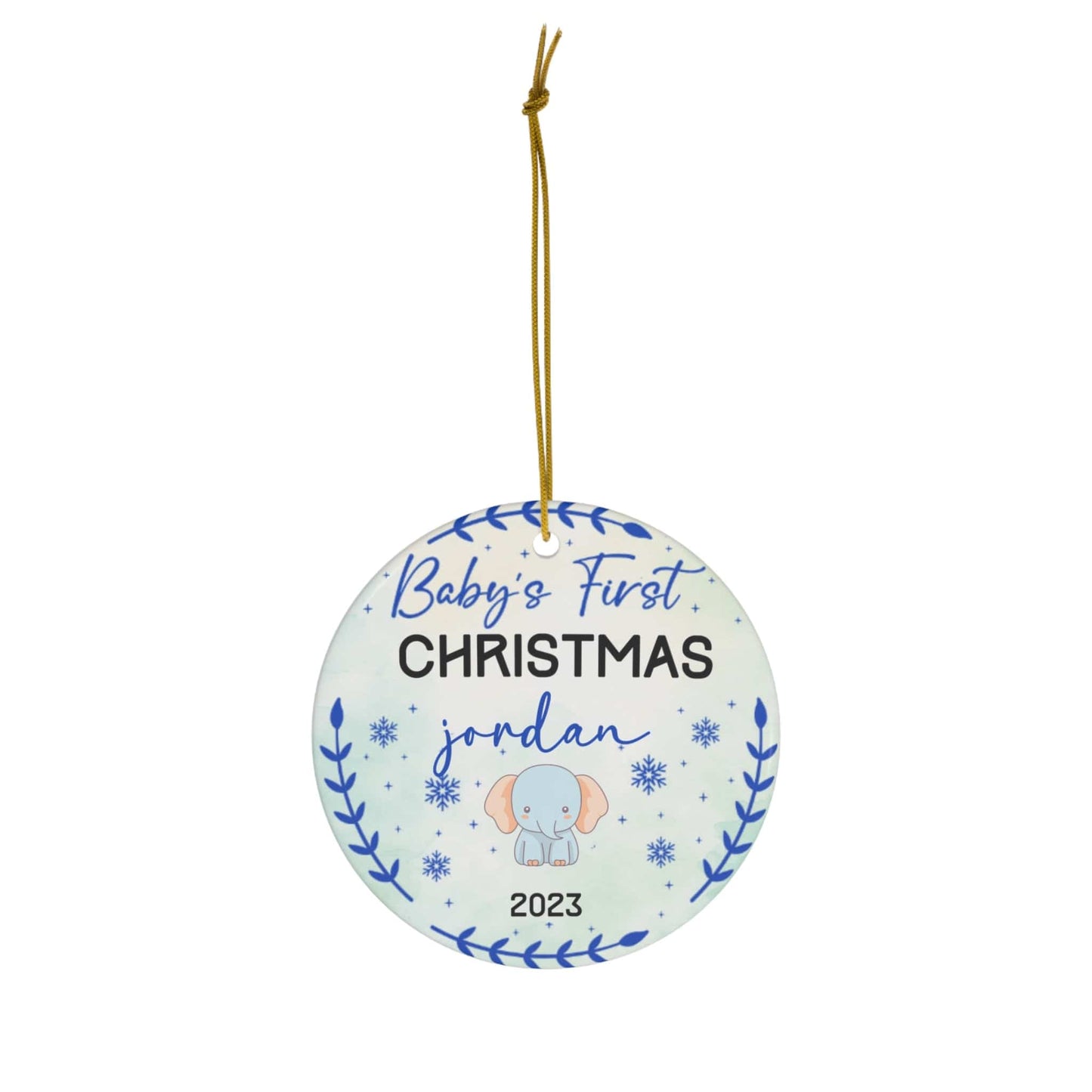 Custom Baby Boy First Christmas Ceramic Ornament, 1-Pack