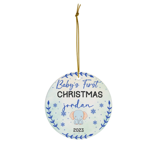 Custom Baby Boy First Christmas Ceramic Ornament, 1-Pack