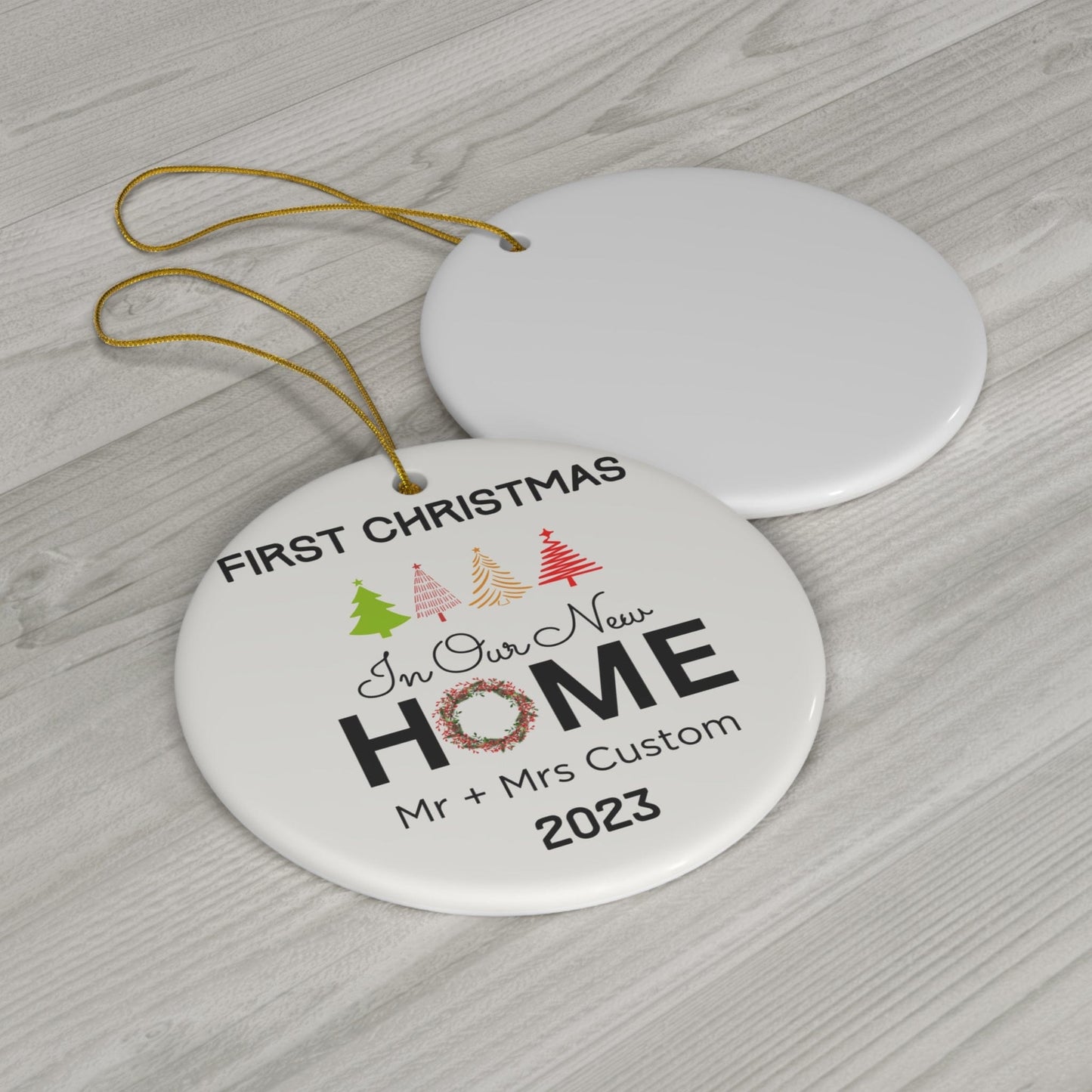 Custom Couple First Christmas Home Ceramic Ornament