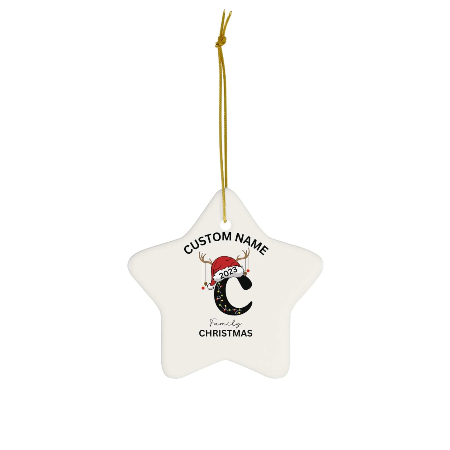 Christmas Custom Family Name Ceramic Ornament in 4 Shapes for Family and loved ones