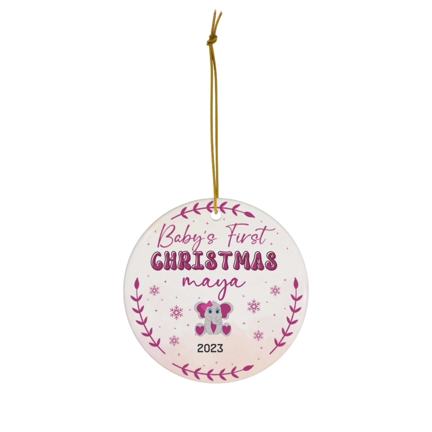 Custom Baby Girl First Christmas Ceramic Ornament, 1-Pack