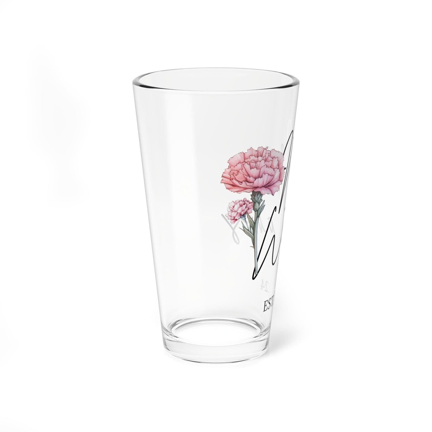 Custom Name Birthflower Mixing Glass, 16oz