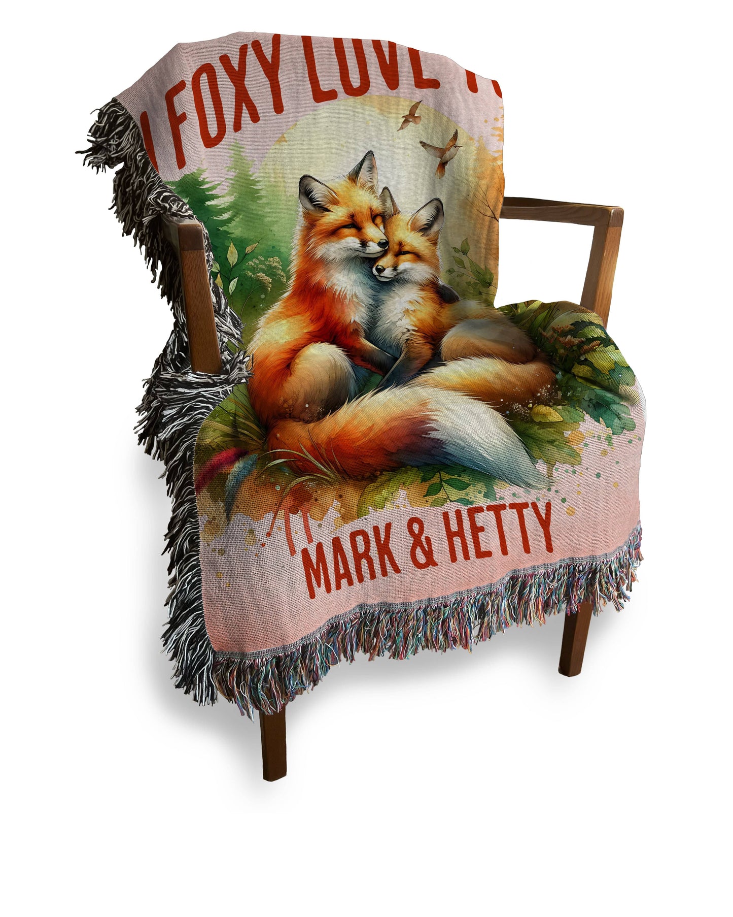 I Foxy Love You Artwork Woven Blanket