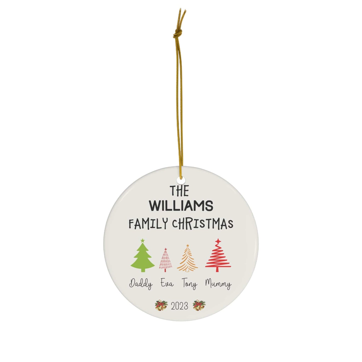 Family Stockings Ceramic Ornament, 1-Pack