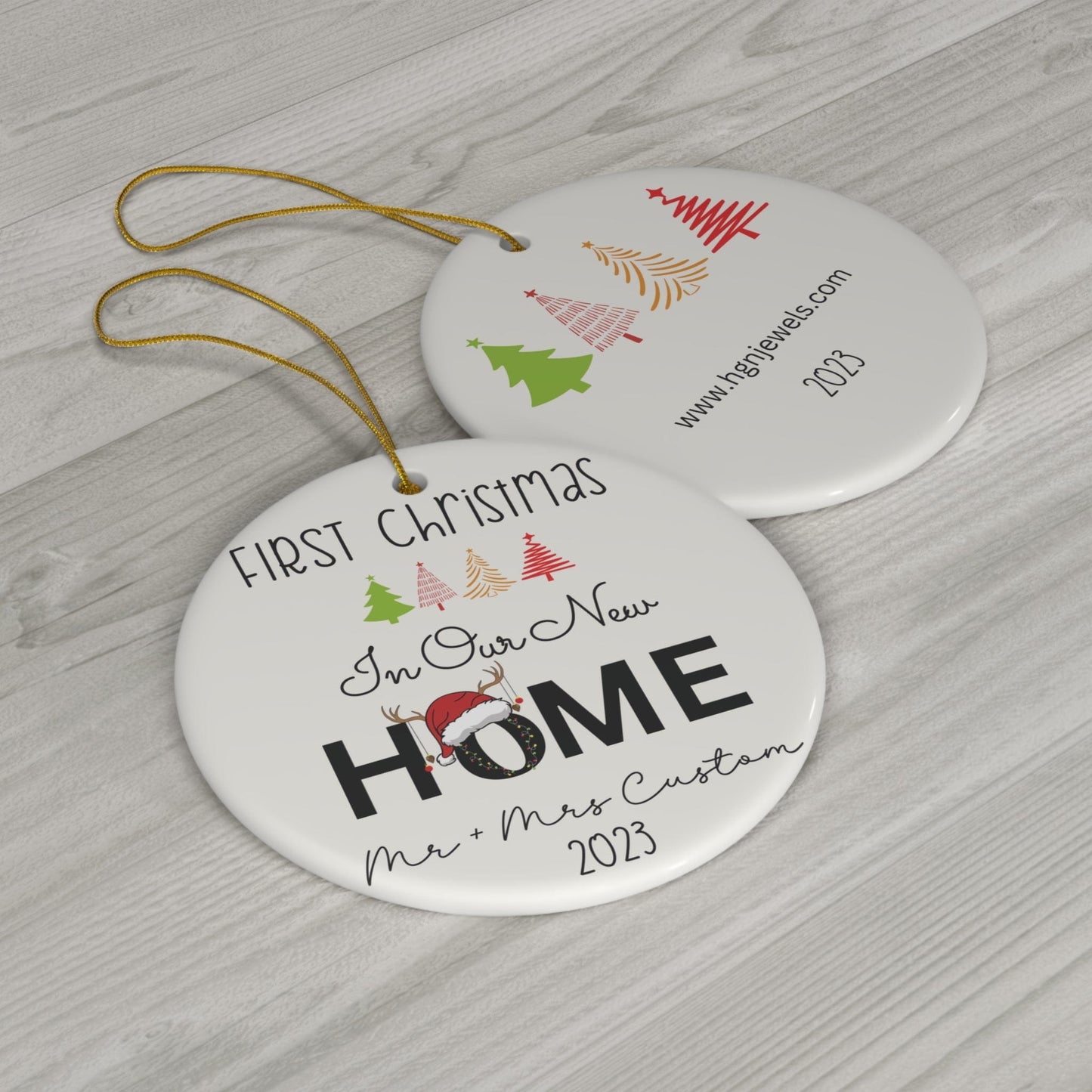 Custom Double Printed First Christmas in Our Home Ceramic Ornament