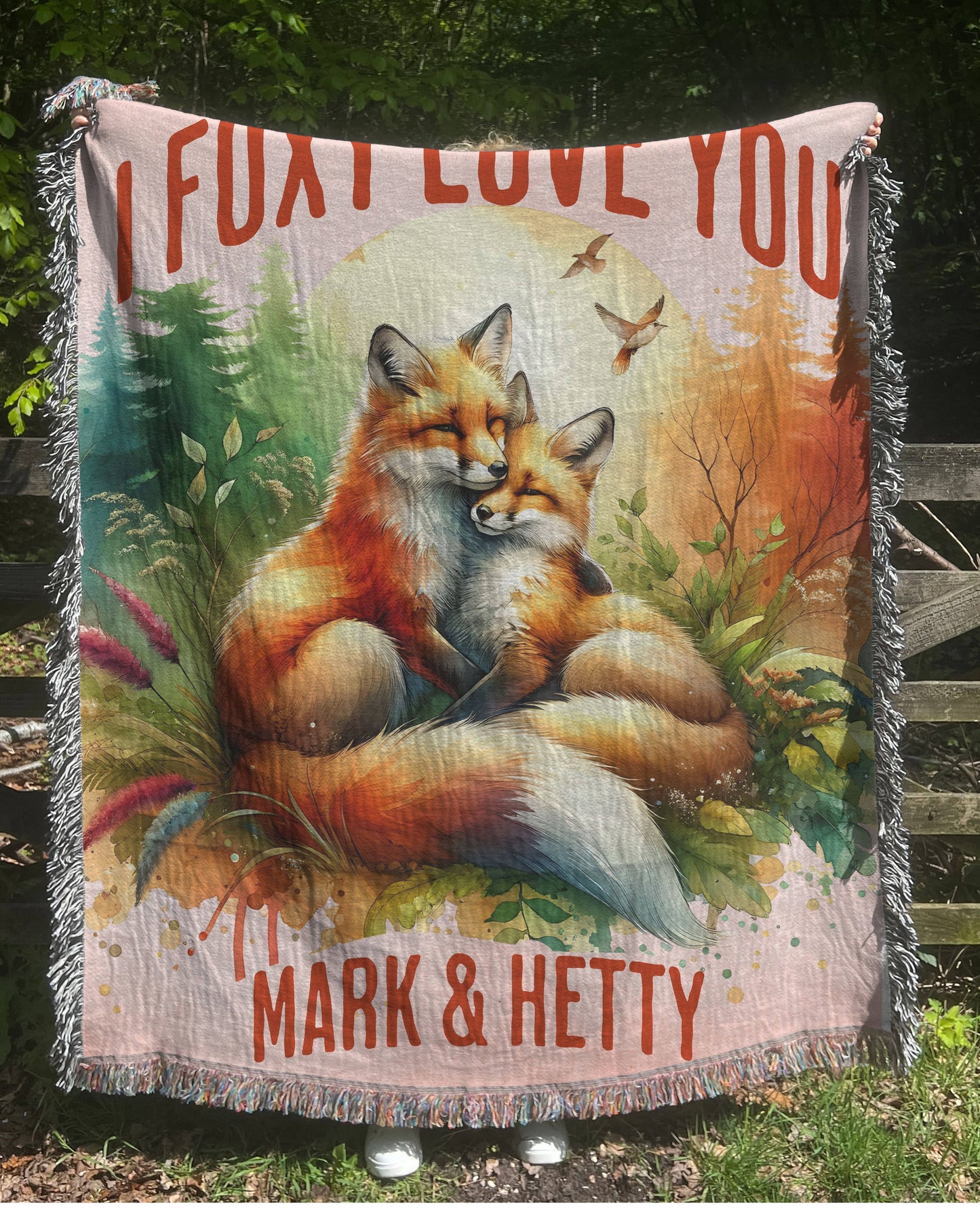 I Foxy Love You Artwork Woven Blanket