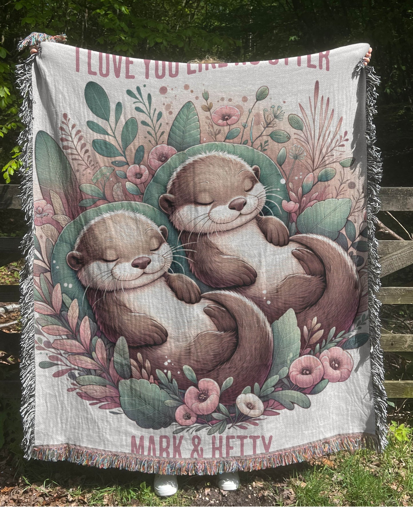 I Love you Like No Otter Beige Woven Blanket