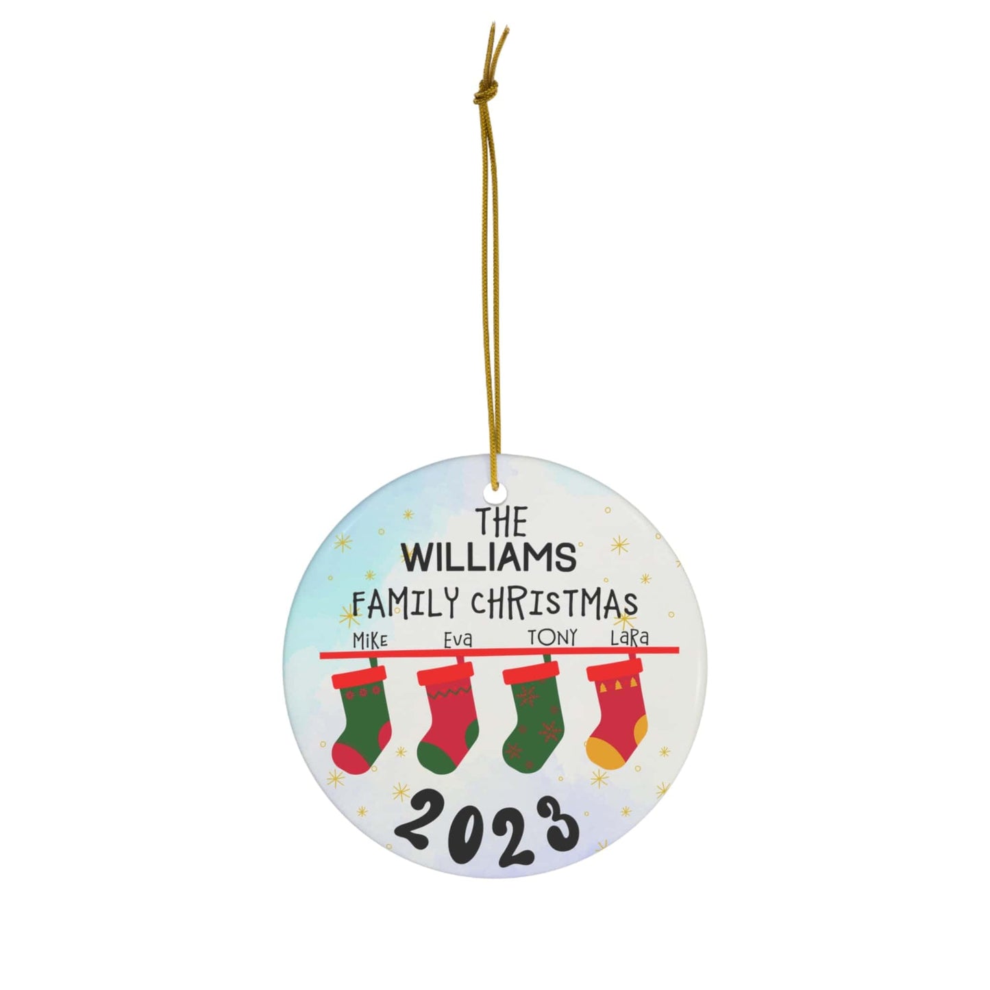 Family Stockings Ceramic Ornament, 1-Pack