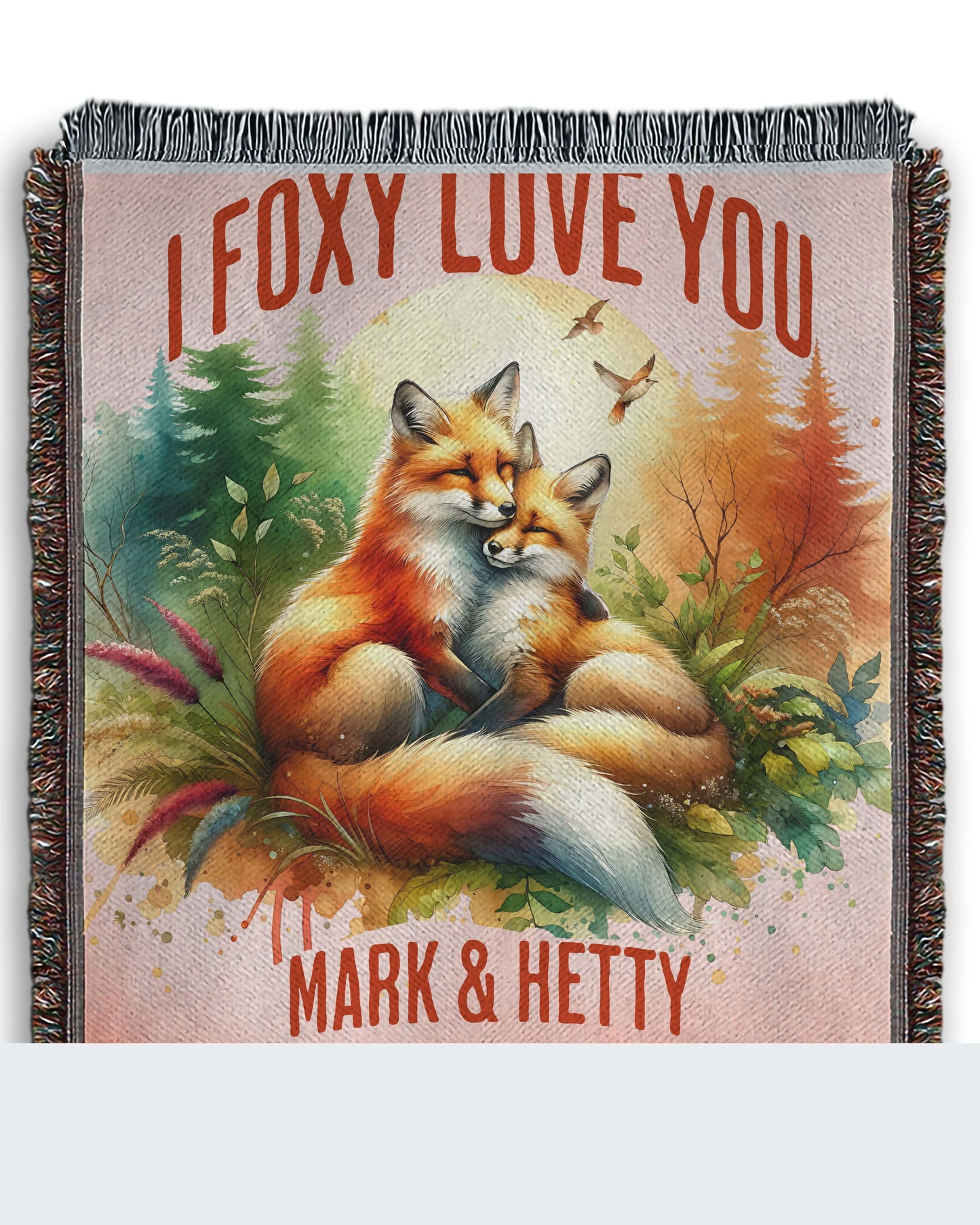 I Foxy Love You Artwork Woven Blanket