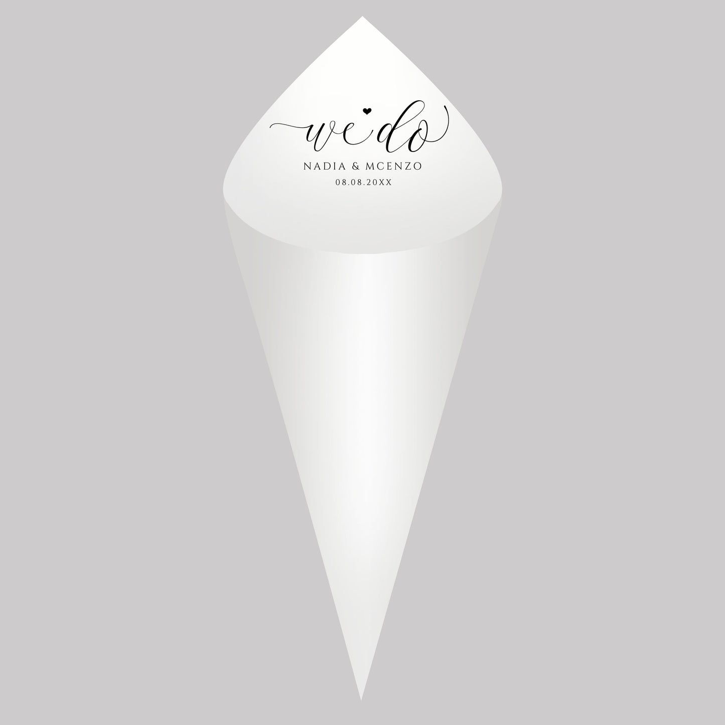 30Pcs Personalized Wedding Cones,White Paper Size 16x16cm ,Custom Name Date Confetti Toss Cones for Bridal Shower Party Favors