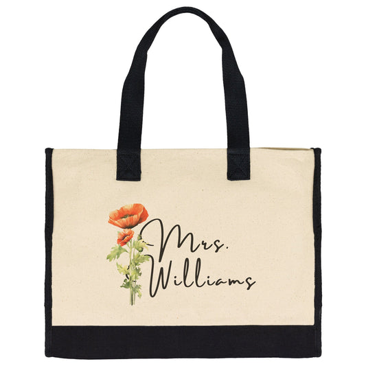 Custom Bride Name August Birthflower Totebag