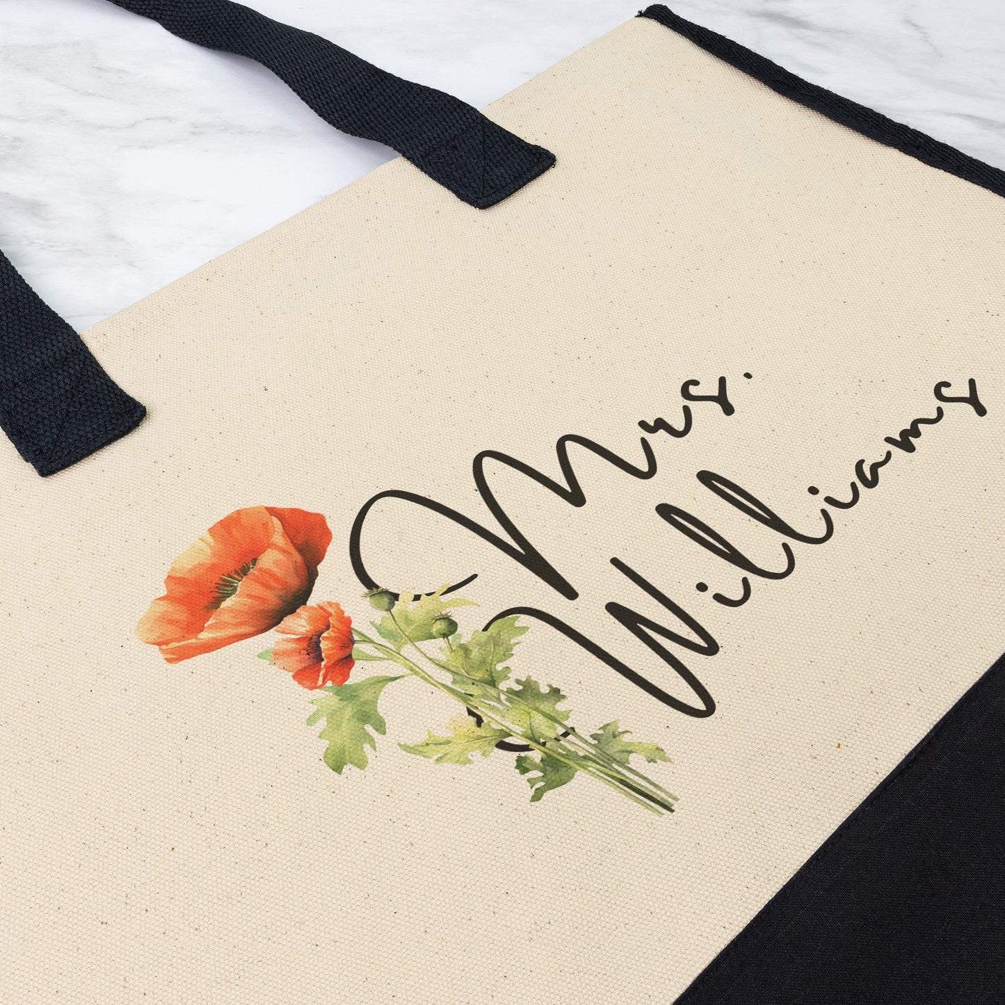 Custom Bride Name August Birthflower Totebag