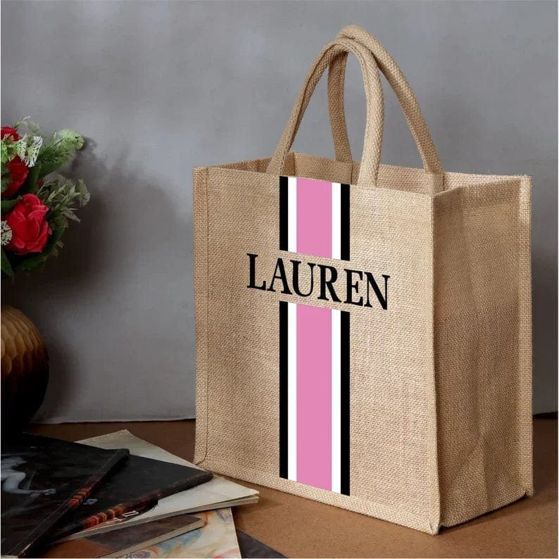 Personalized Tote Bag Jute Burlap Tote Bag