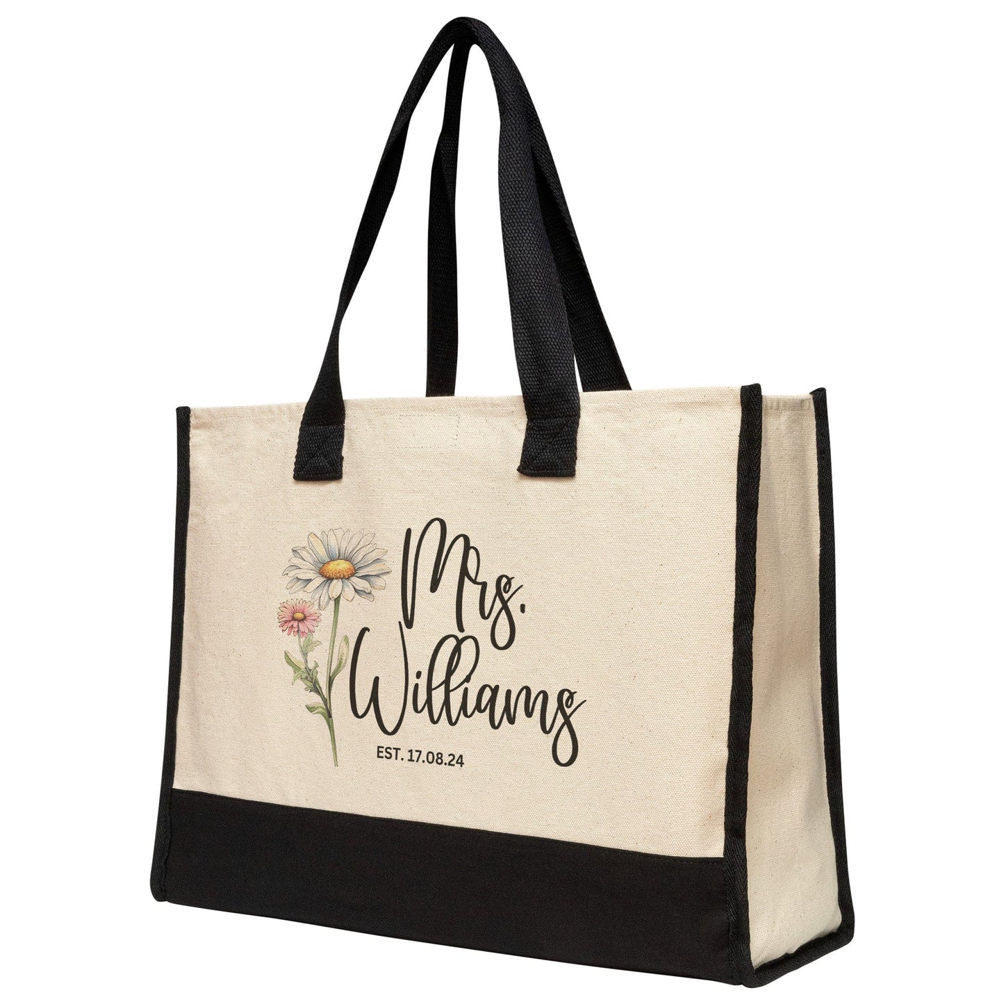 Custom Mrs Name April Birth Month Flower Tote Bag