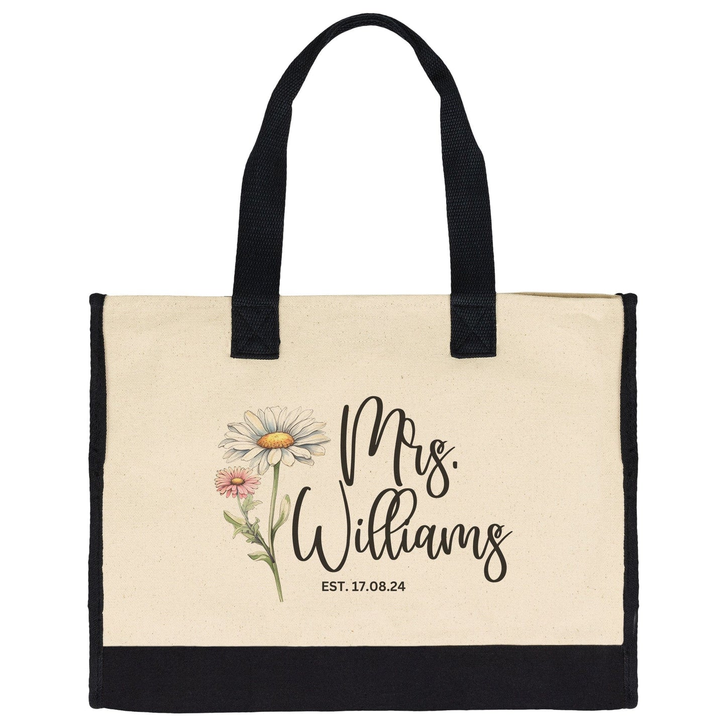 Custom Mrs Name April Birth Month Flower Tote Bag