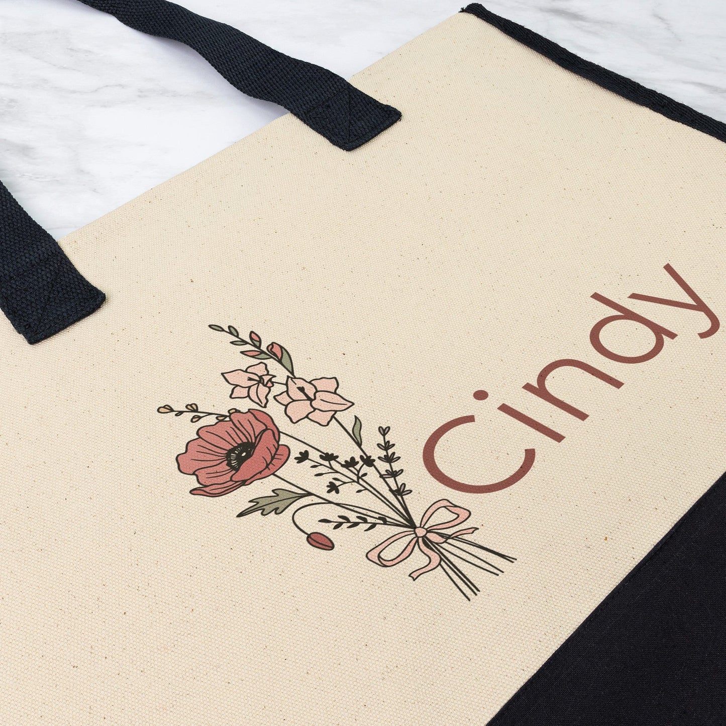 Custom Name August Birthflower Totebag