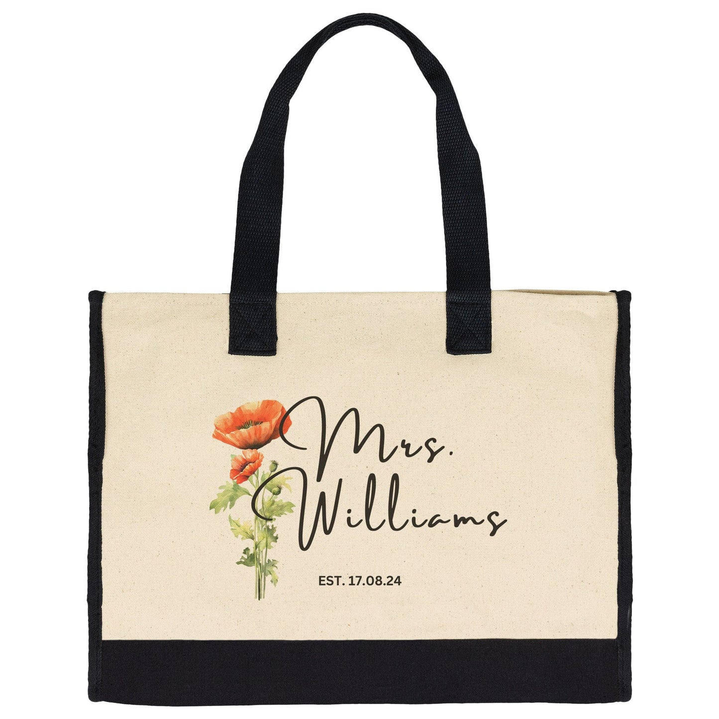 Custom Mrs Name August Birth Month Flower Tote Bag