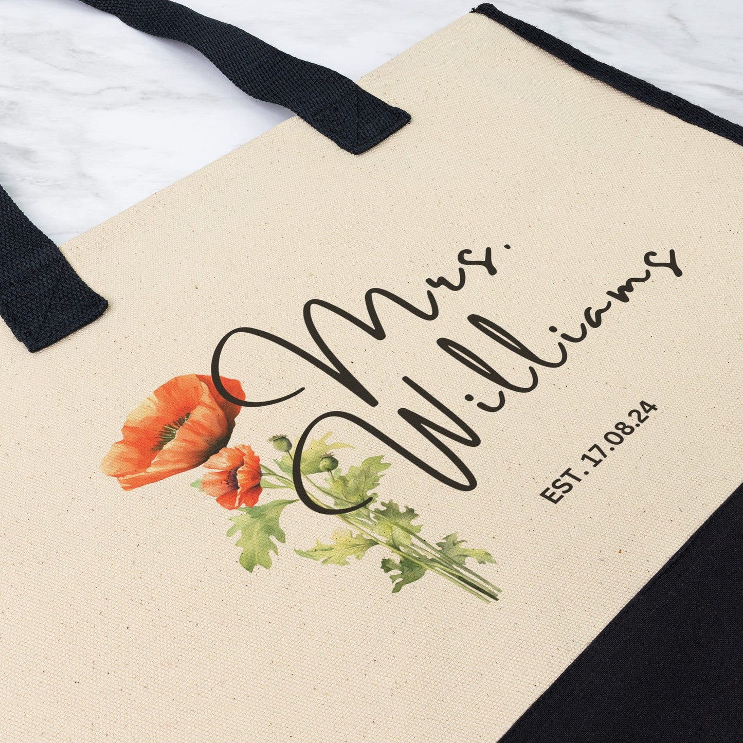 Custom Mrs Name August Birth Month Flower Tote Bag