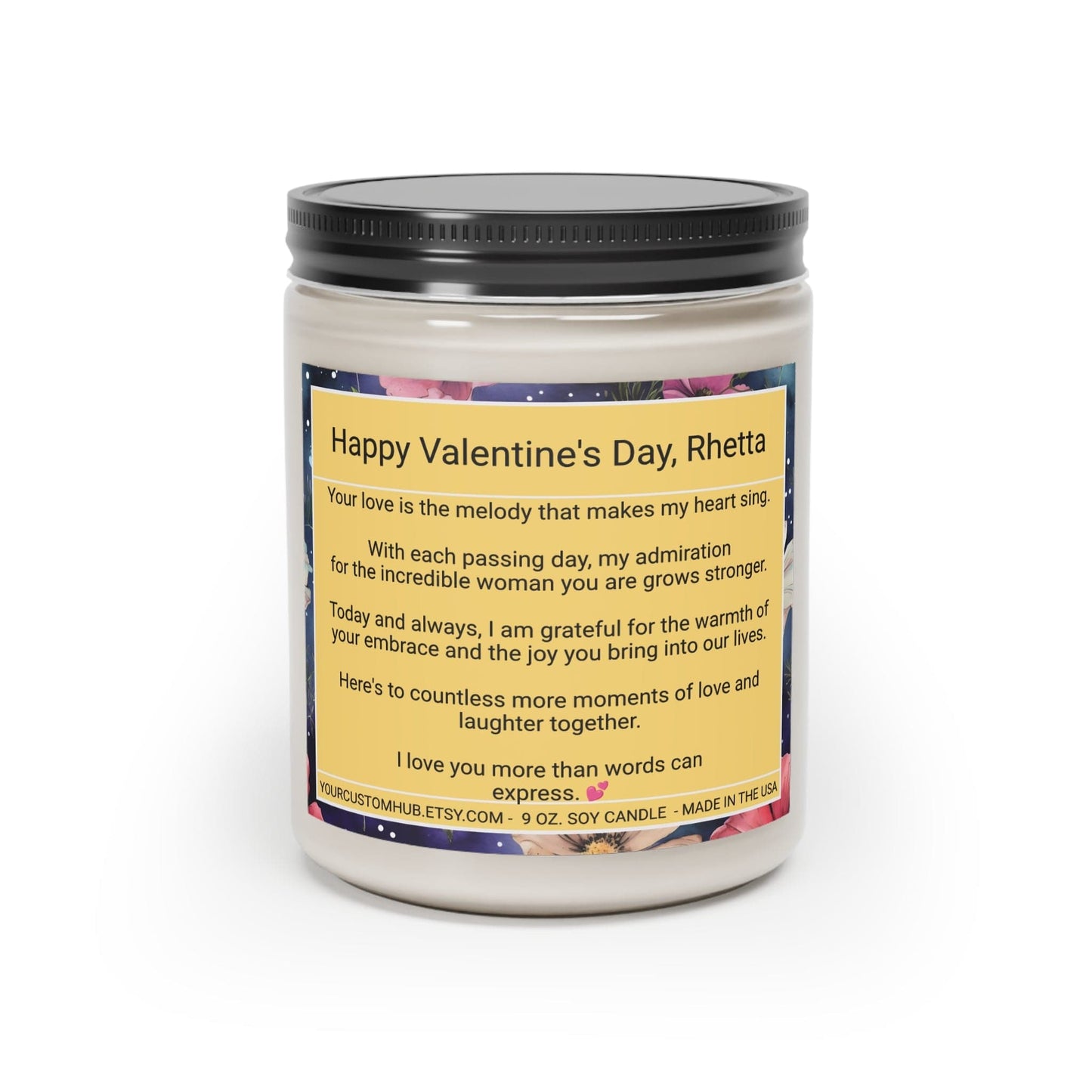 Custom Message Scented Candle Gift for Valentine, Birthday, Anniversary