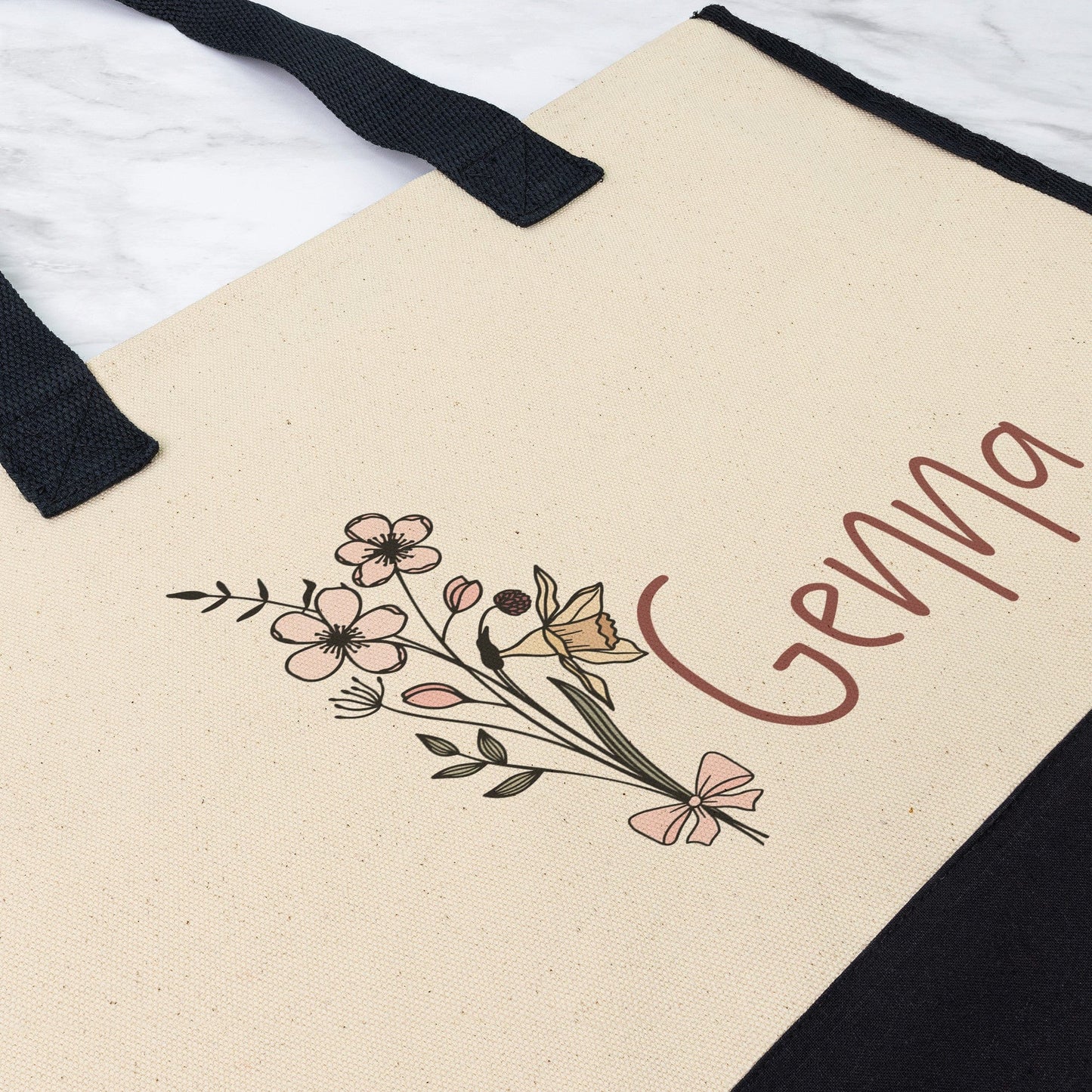 Custom Name March Birthflower Totebag