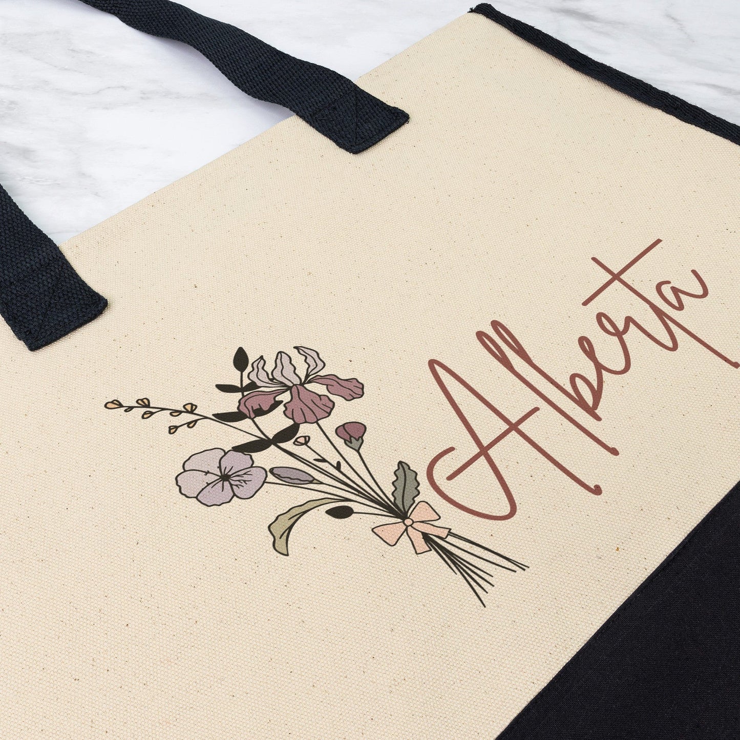 Custom Name February Birthflower Totebag