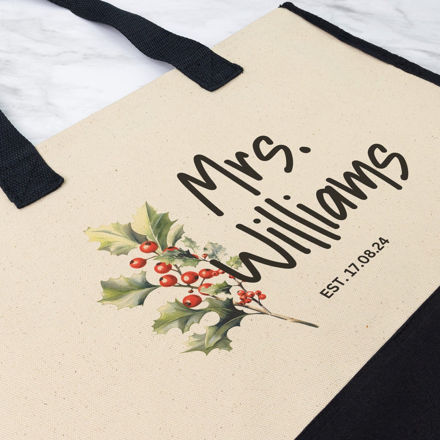 Custom Mrs Name December Birth Month Flower Tote Bag