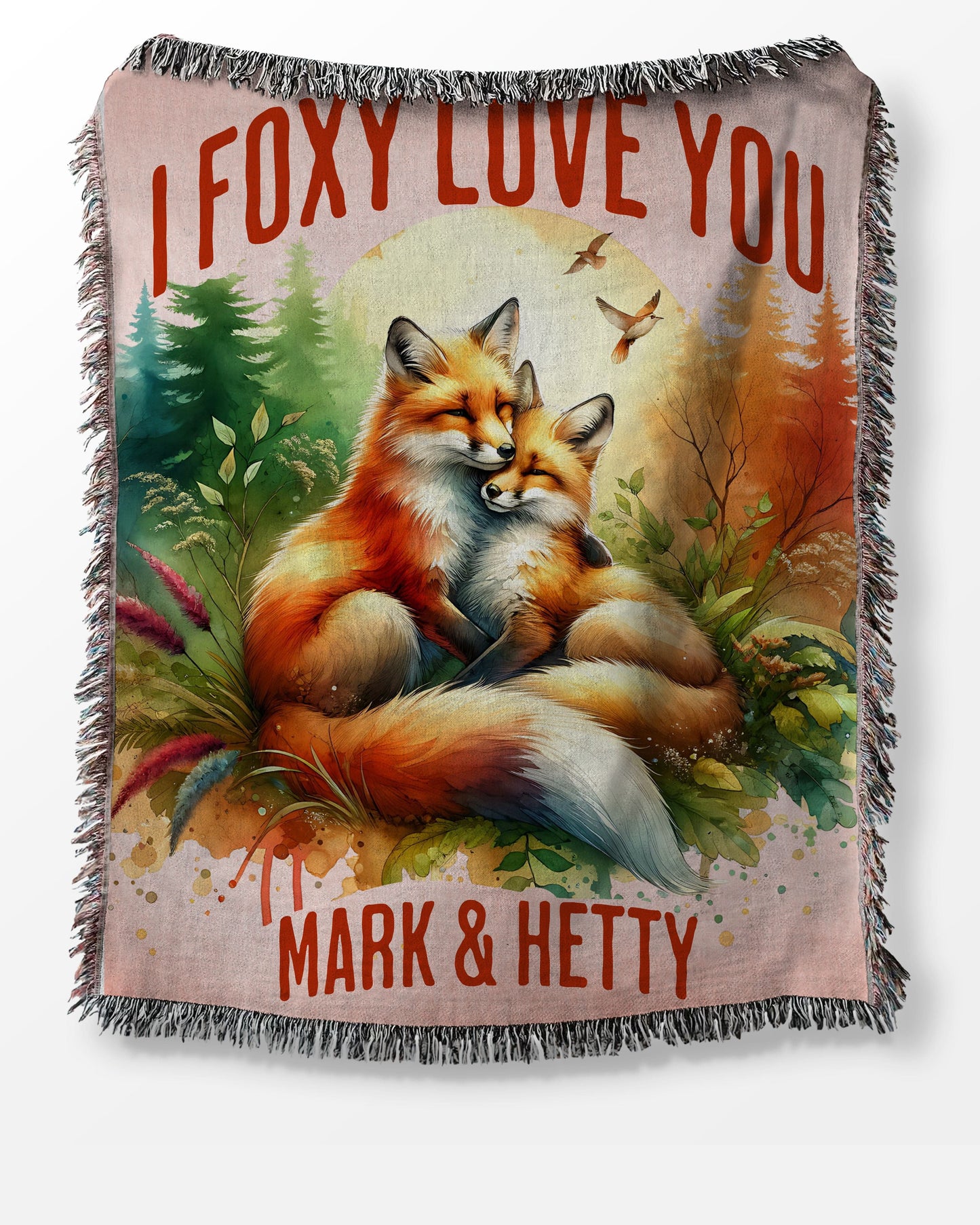 I Foxy Love You Artwork Woven Blanket