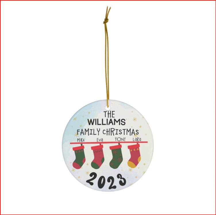 Family Stockings Ceramic Ornament, 1-Pack