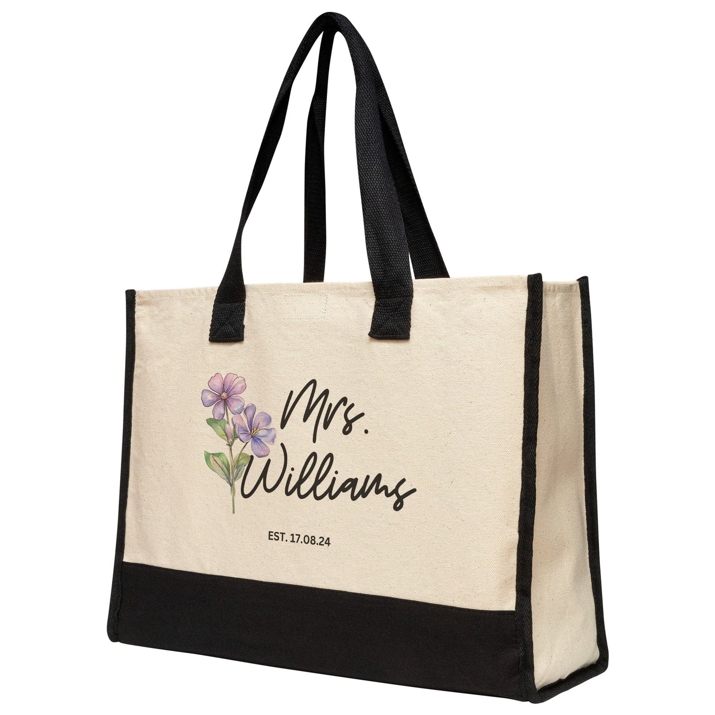 Custom Mrs Name February Birth Month Flower Tote Bag