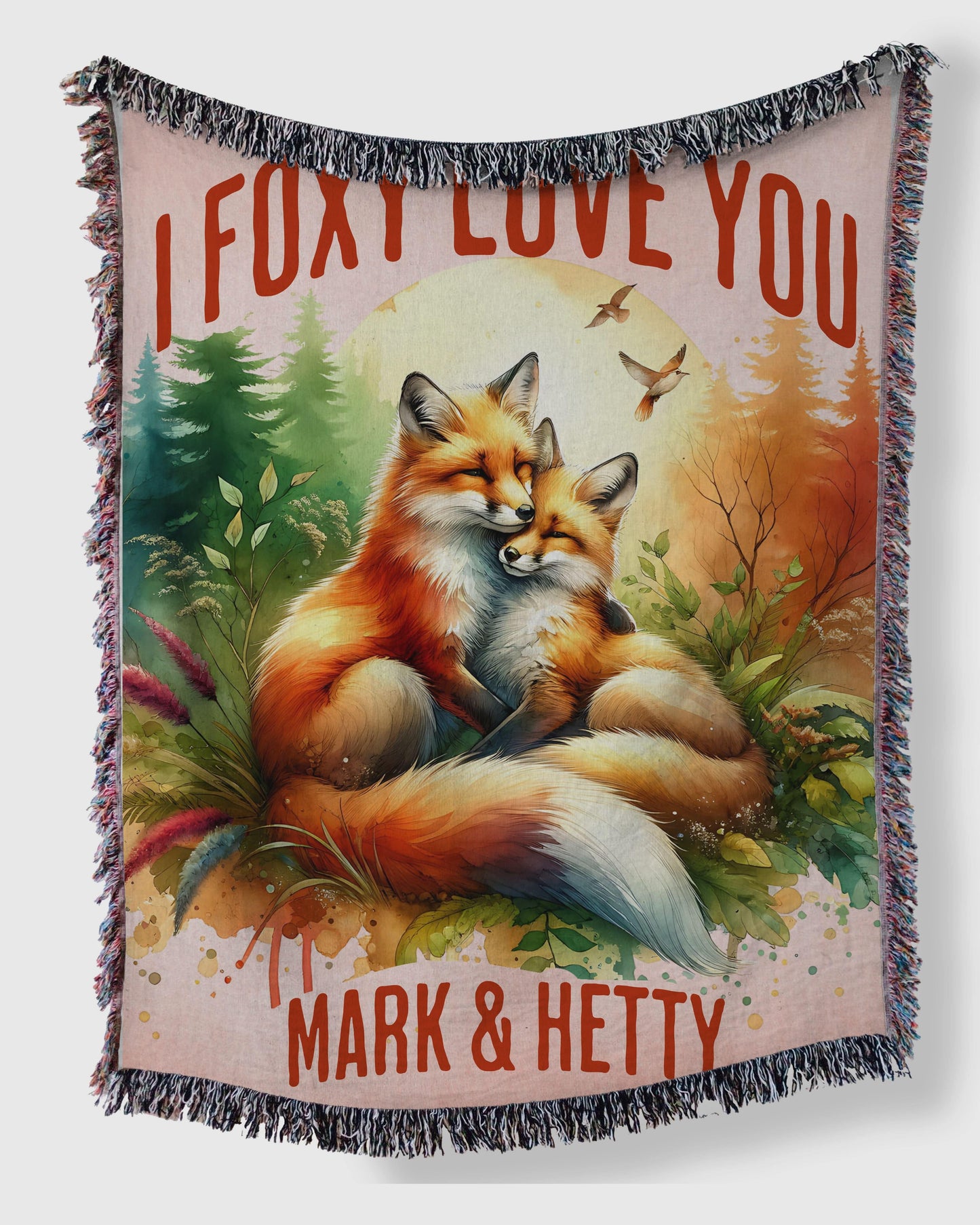 I Foxy Love You Artwork Woven Blanket