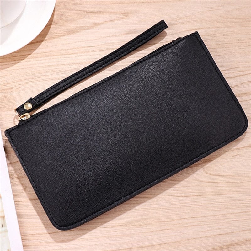 Women Wallet PU Leather Card Holder Solid Color Zipper Coin Purse Fashion Female Clutch Bag