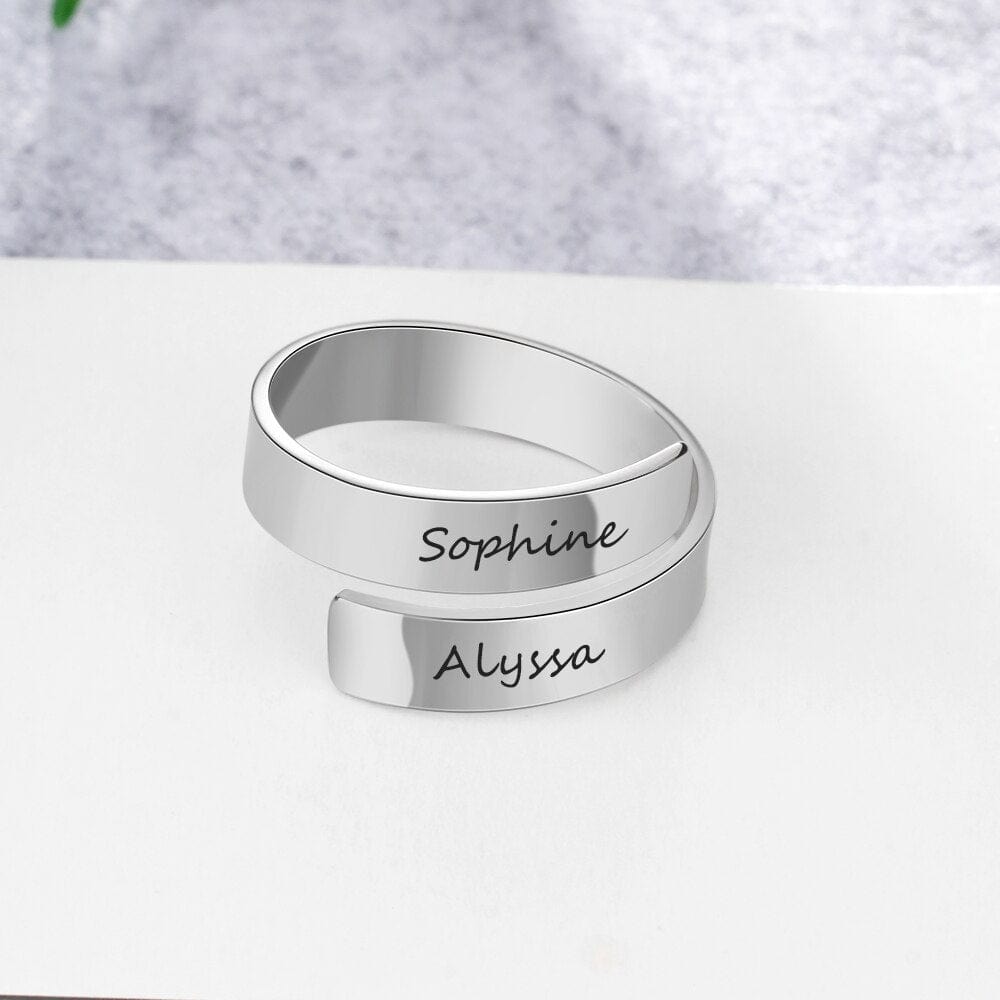 Personalized Gift Customized Engraved Name Stainless Steel Adjustable Rings for Women Anniversary Jewelry