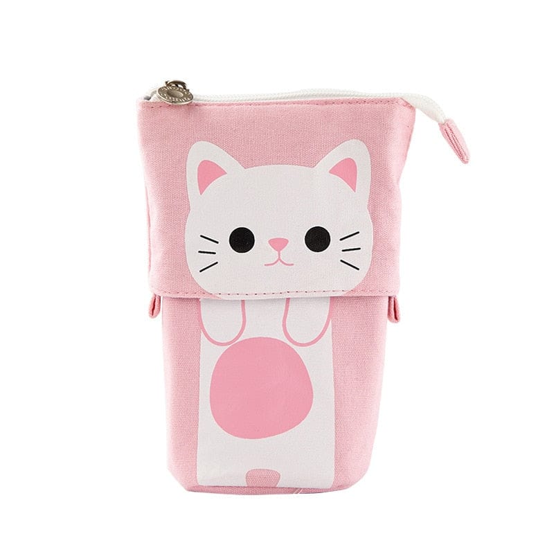 Kids Creative Retractable cat pencil case school stationery bag Kawaii Pencil cases canvas big cute pen holder gifts for kids pen bag