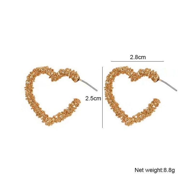 Gold Color Metal Drop Earrings Irregular Hollow Heart Earrings Twisted Geometric Earrings for Women