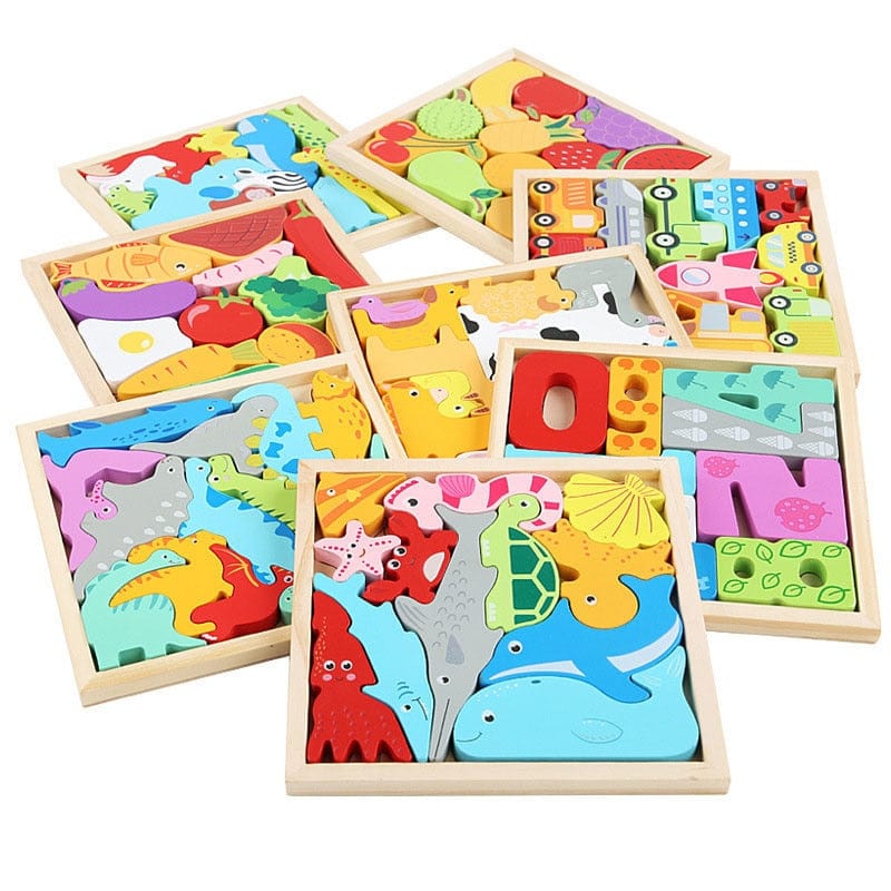 Colorful 3D Puzzle Wooden Tangram Toys High Quality Puzzle Game For Kids Preschool Imagination Educational Toys For Children