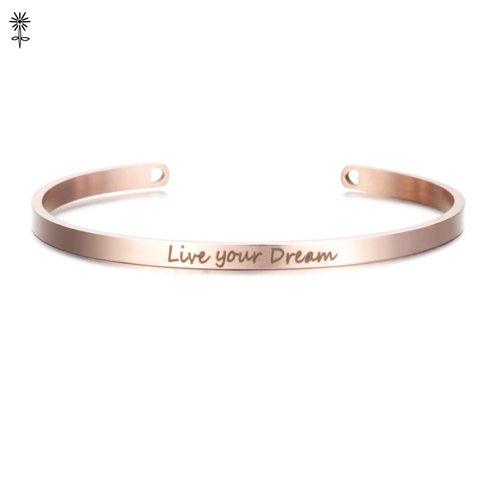 Laser Engraved Cuff Inspirational Quote Bangle