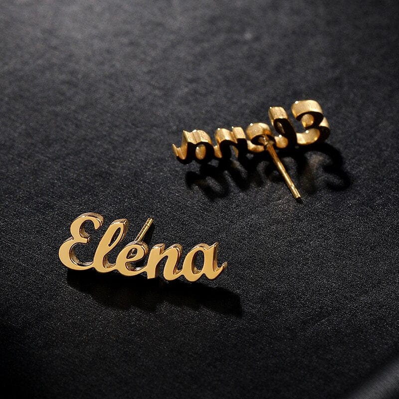 Custom Name Earrings For Women Personalized Stainless Steel Initial Letter Nameplate Stud Earring Party Girl Jewelry Gift