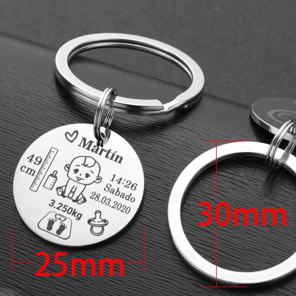 Lovely Personalized Baby Boys Girls Keychain  Name Birth Weight Height For Newborn Commemorate New Mom Dad Gift Keyring