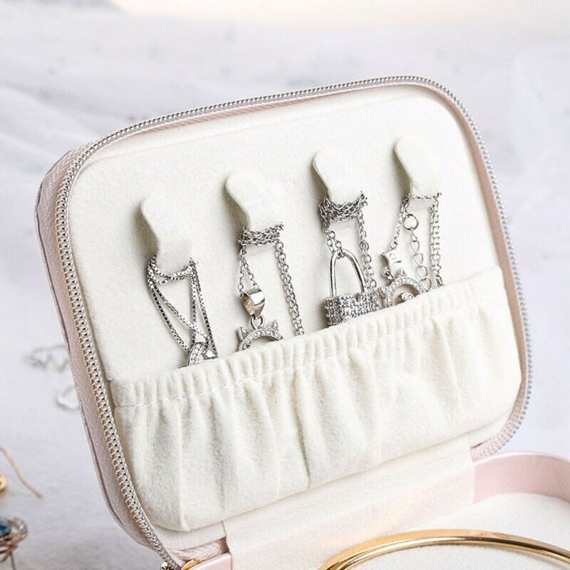 Portable Jewelry Organizer Box Leather Storage Holder Show Case Jewelry Travel Case