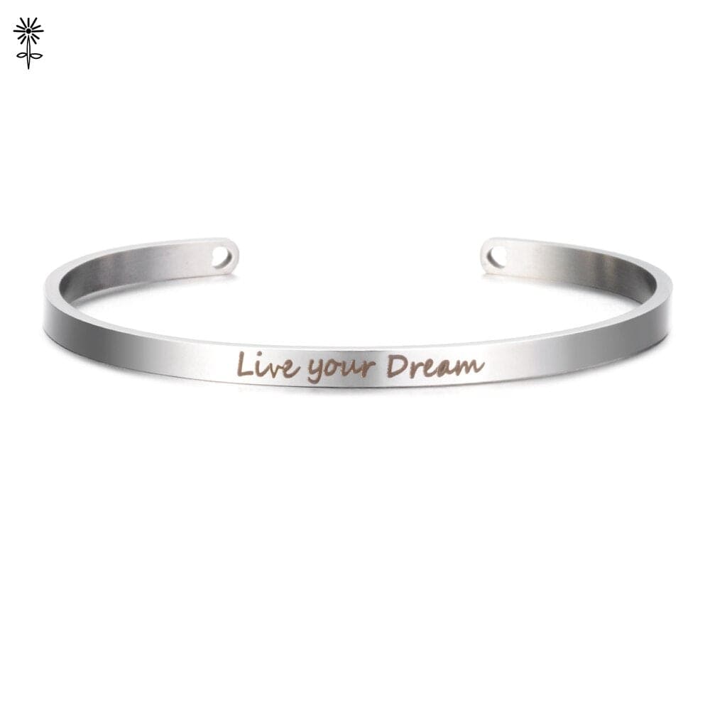 Laser Engraved Cuff Inspirational Quote Bangle