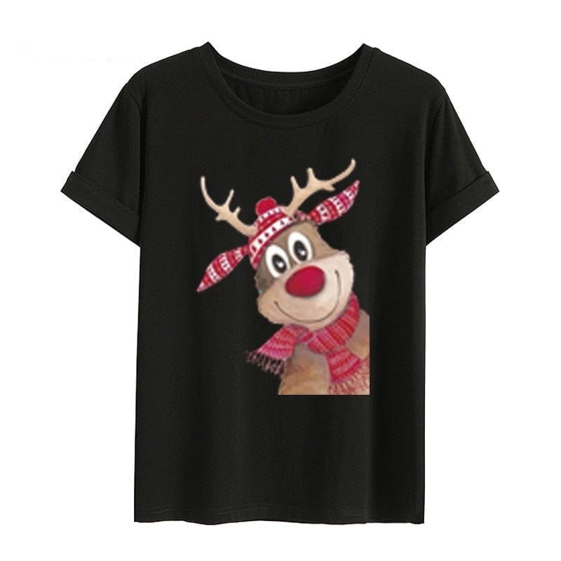 Christmas Reindeer Family Matching Clothes Mother Father Daughter Son Kid Baby T-shirt Christmas Family  Gift Red Short Sleeve